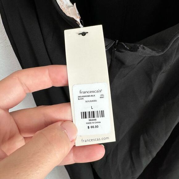 NEW NWT Francesca’s Luciana Strapless Elastic Back Wide Leg Jumpsuit Black L - Picture 13 of 13